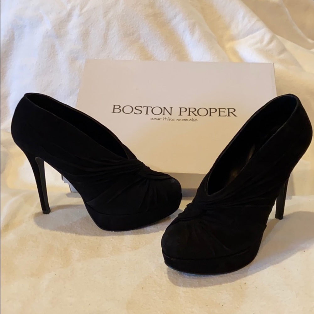 Boston Proper platform suede booties.